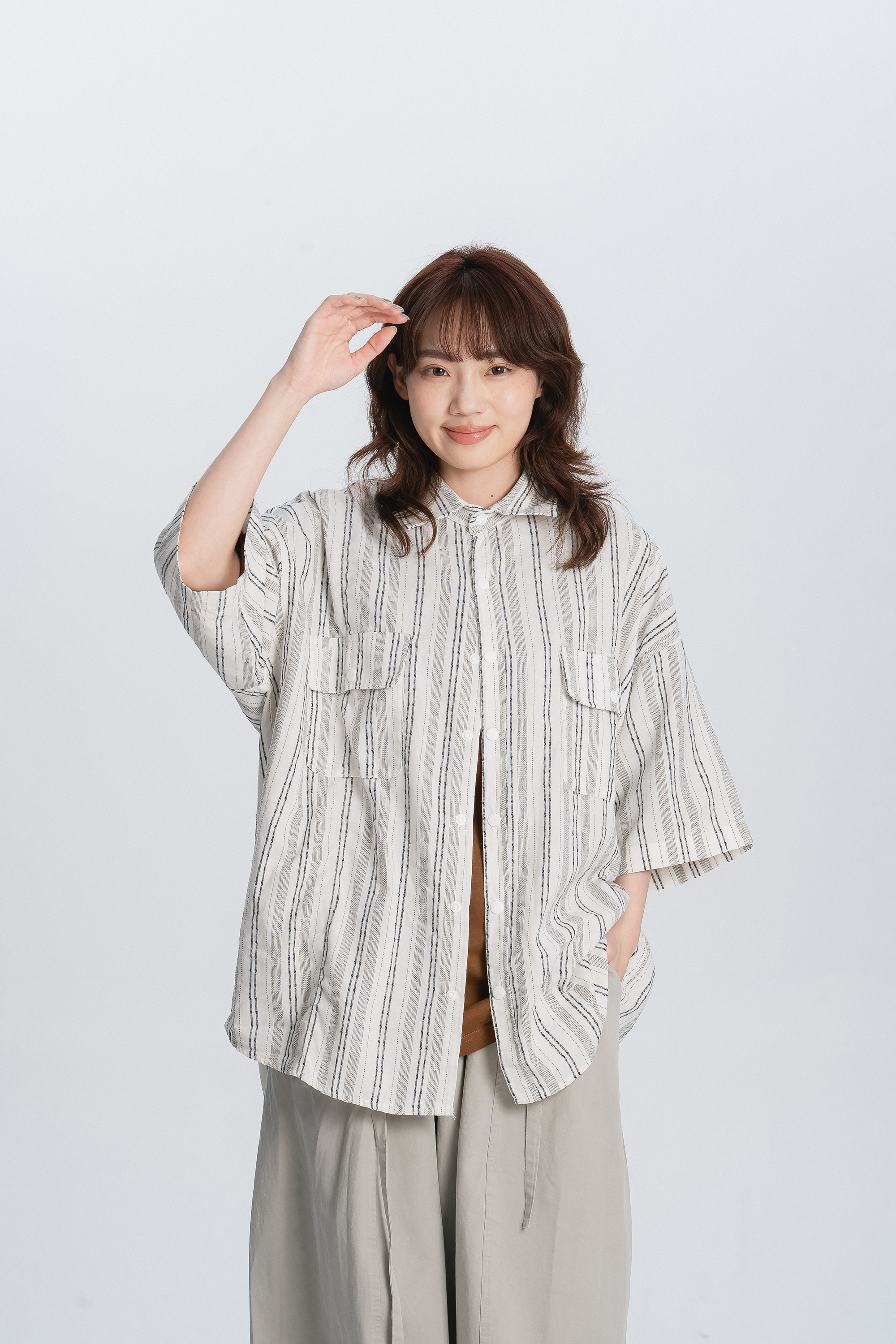 Fresh Start｜麻直條透氣短袖襯衫