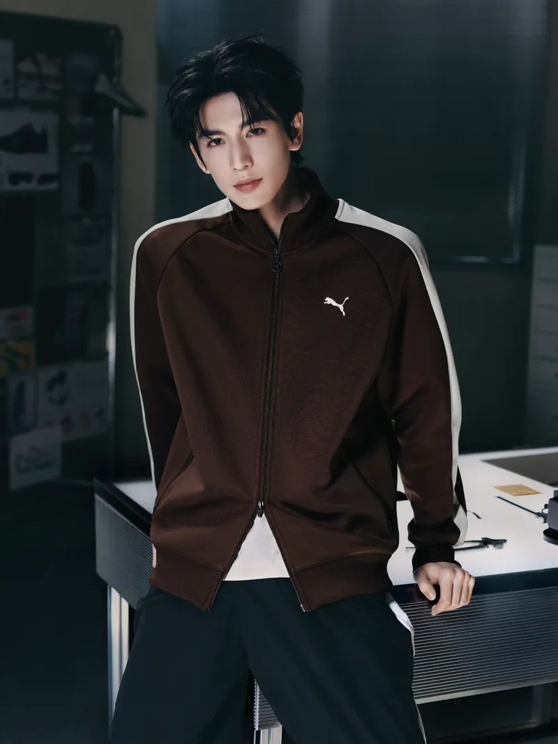 <張凌赫同款> PUMA T7 咖啡色 立領 運動外套 631858-31