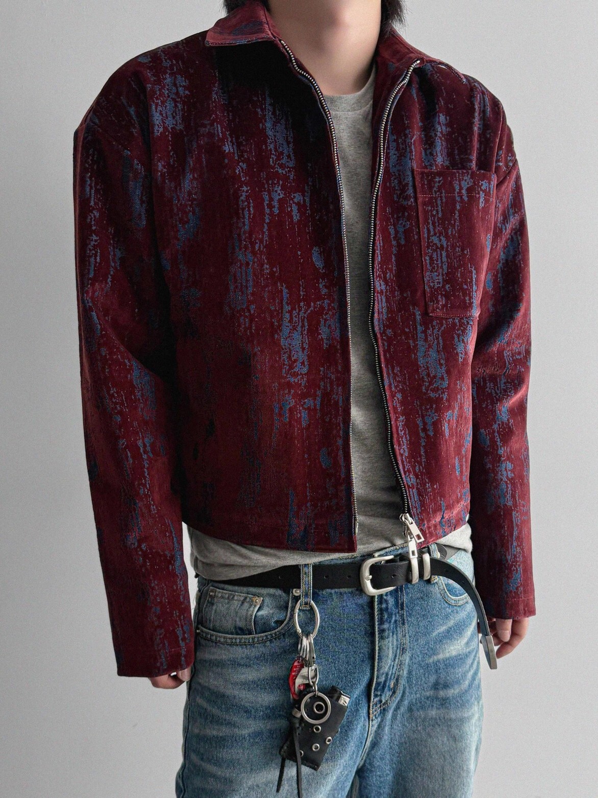 Velvet Denim Crop Jacket