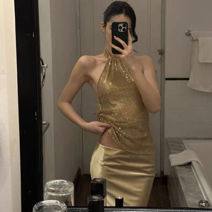 高級感辣妹 金熠熠 網狀露背上衣+魚尾裙(2件組)