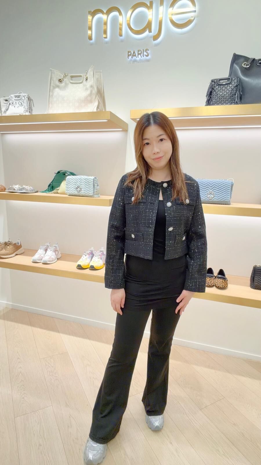 Maje 黑色短身圓領扣鈕上衣 #MFPVE00634