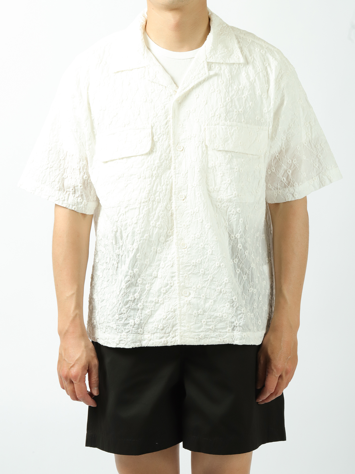 UNUSED Short Sleeve Embroidery Shirt
