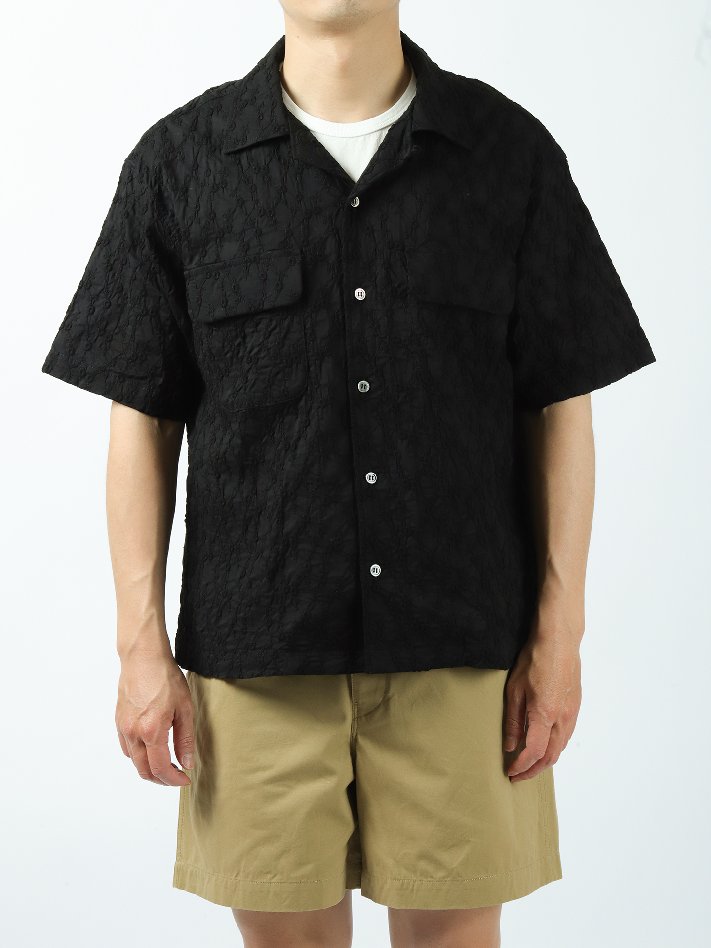 UNUSED Short Sleeve Embroidery Shirt