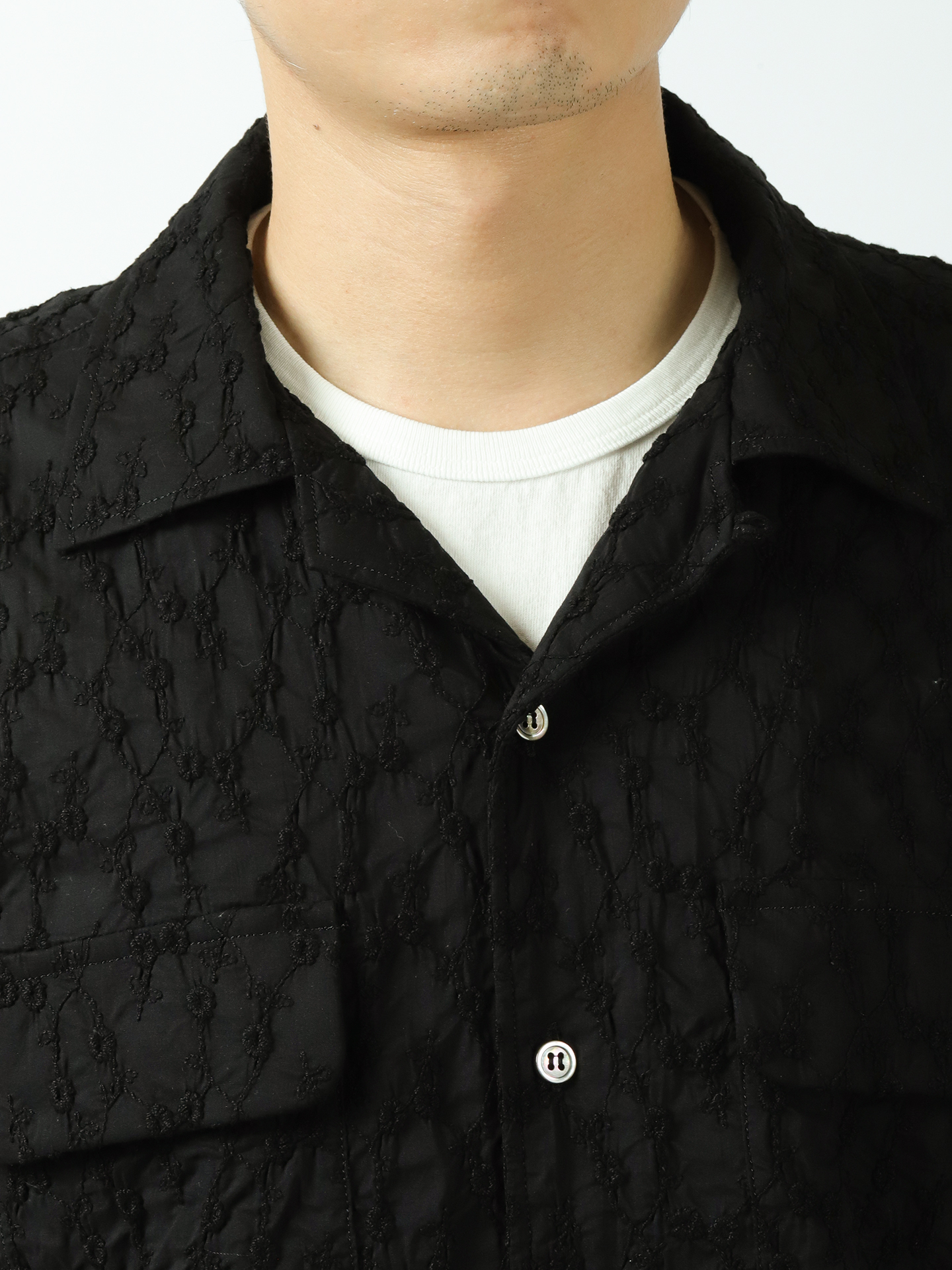 UNUSED Short Sleeve Embroidery Shirt