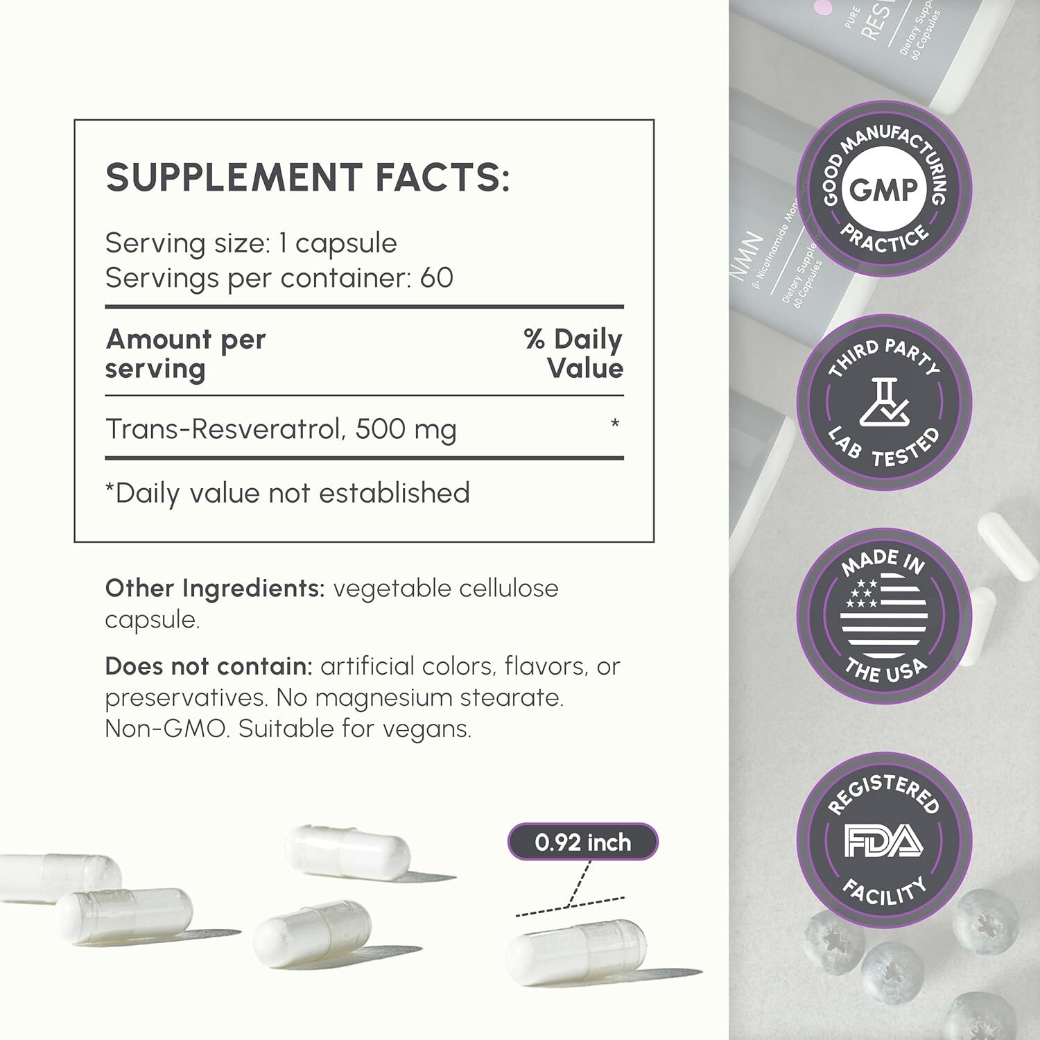 partiQlar Trans-Resveratrol 500mg 60 Capsules