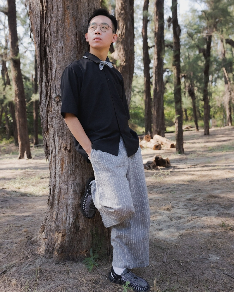 印度蓋染工藝純棉 長褲 - 芒草灰