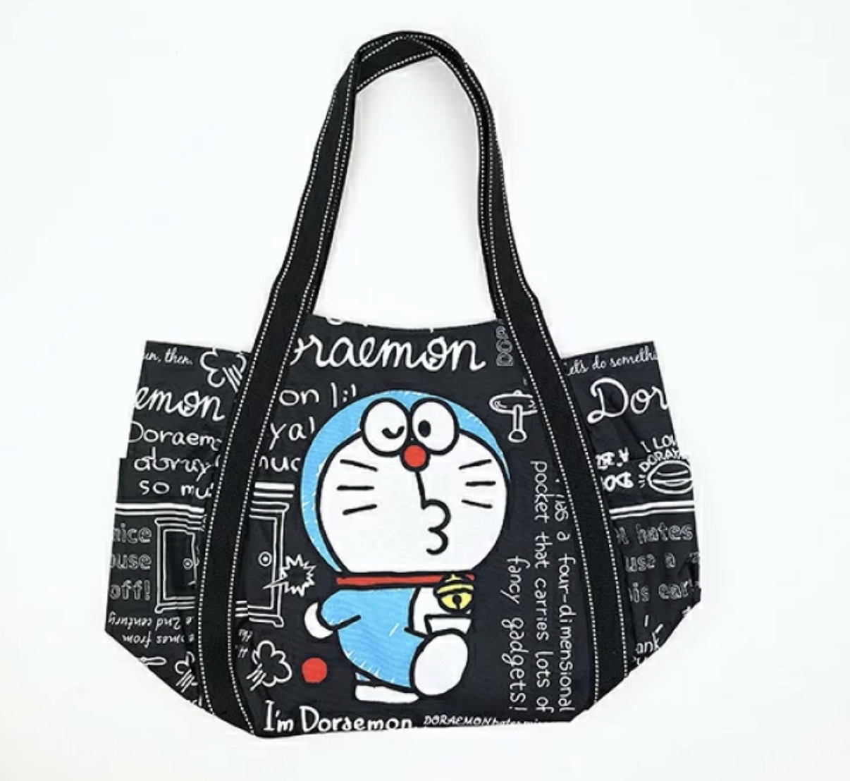 JP 多啦A夢 黑色嘟嘴丸型手挽袋 黑 5206 TK260330