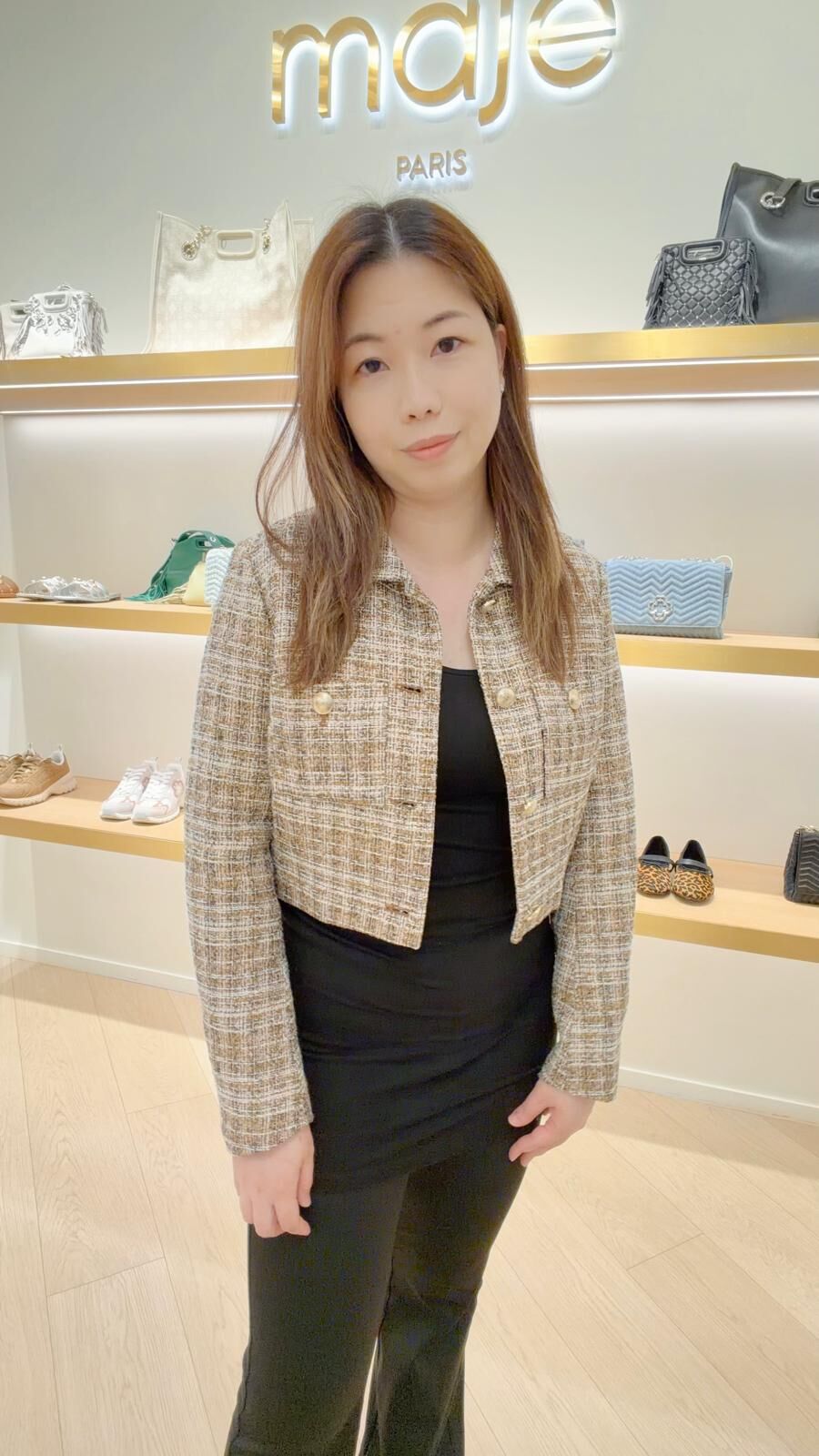 Maje 灰黃黑色短身外套 #MFPVE00626