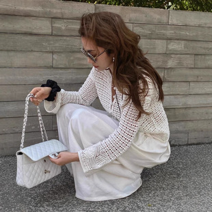 休閒名媛風 簍空長袖外套
