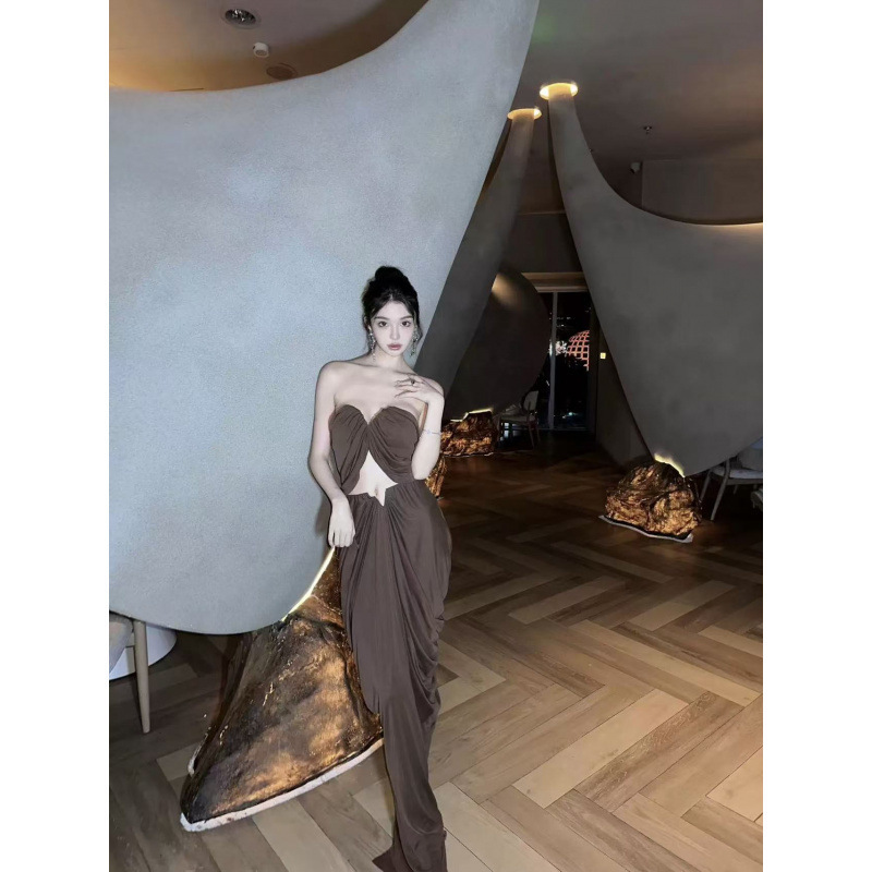 歐美辣妹 抓皺平口洋裝