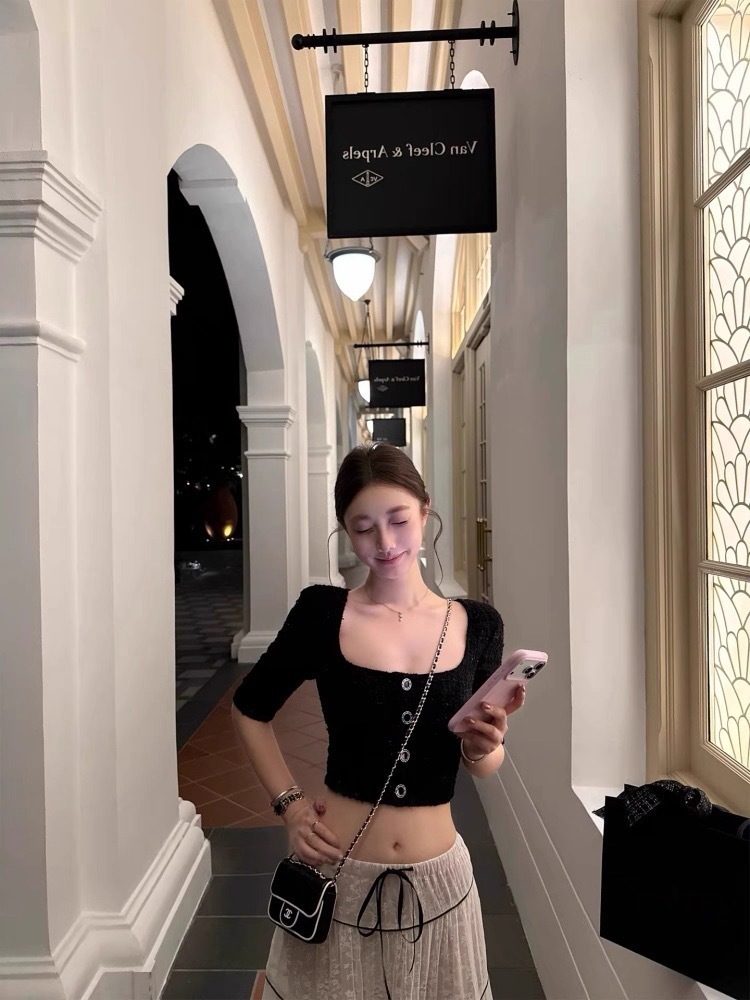 小香粗花泥外套+蕾絲長裙(2件組)