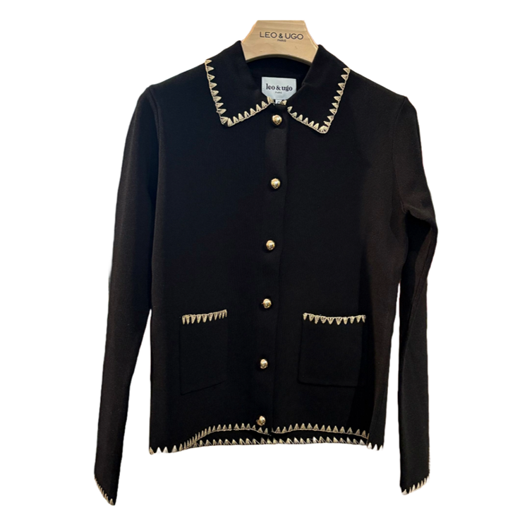 1LU0330-061 [LEO & UGO] Cardigan Black/Gold #AE133-BLACK GOLD (EU)