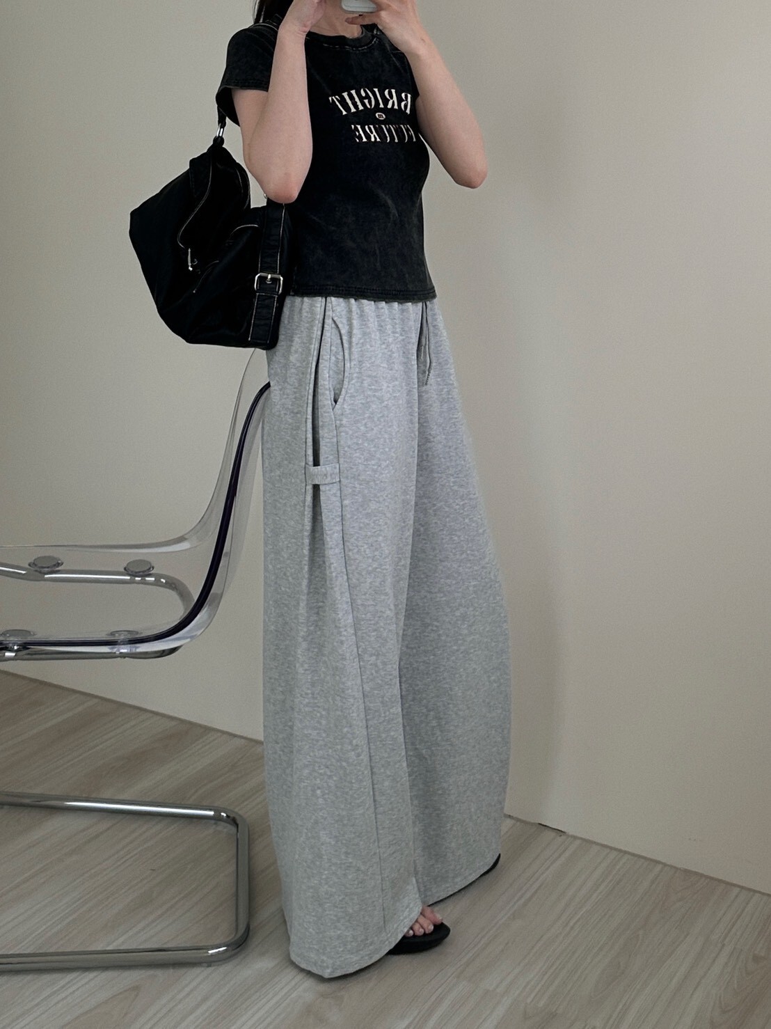 側打折造型寬鬆棉褲