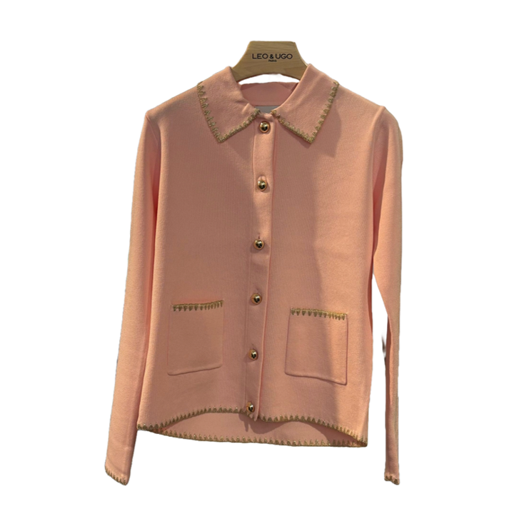 1LU0330-062 [LEO & UGO] Cardigan Pink/Gold #AE133-PINK (EU)