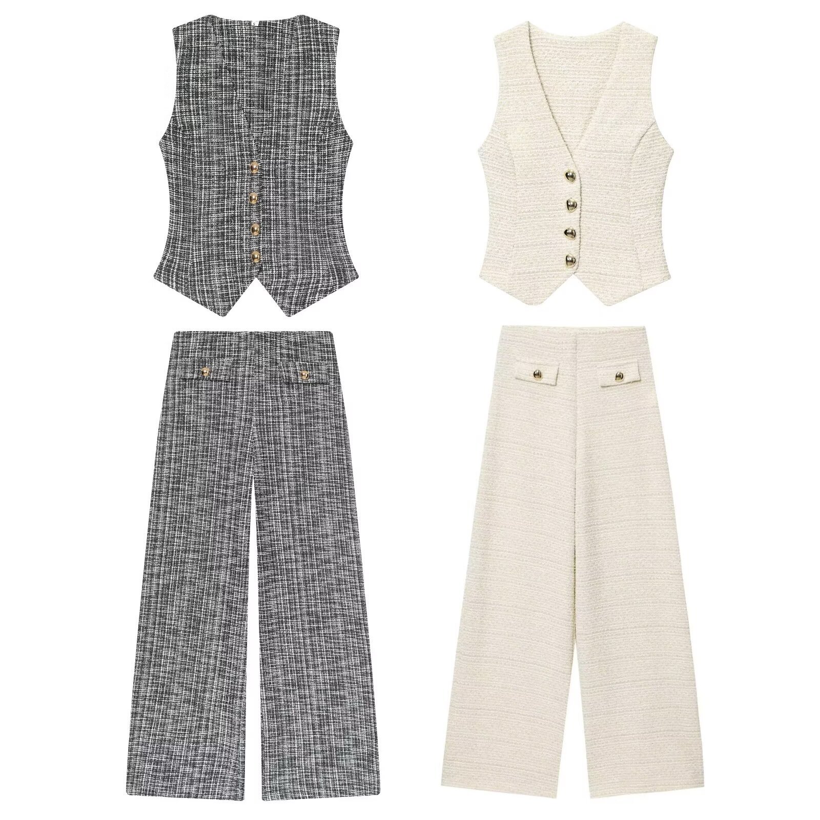 花泥紋理 收腰背心+長褲(2件組)