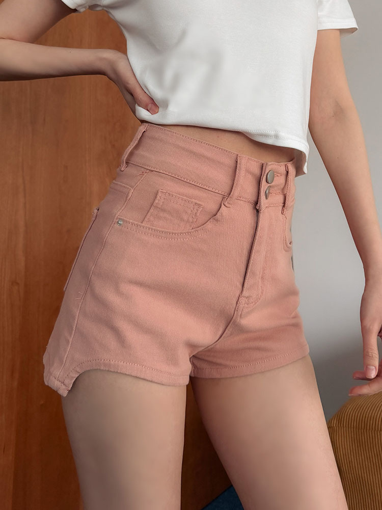 熱賣破千件！超彈雙釦挖角短褲（2色，S-XL)