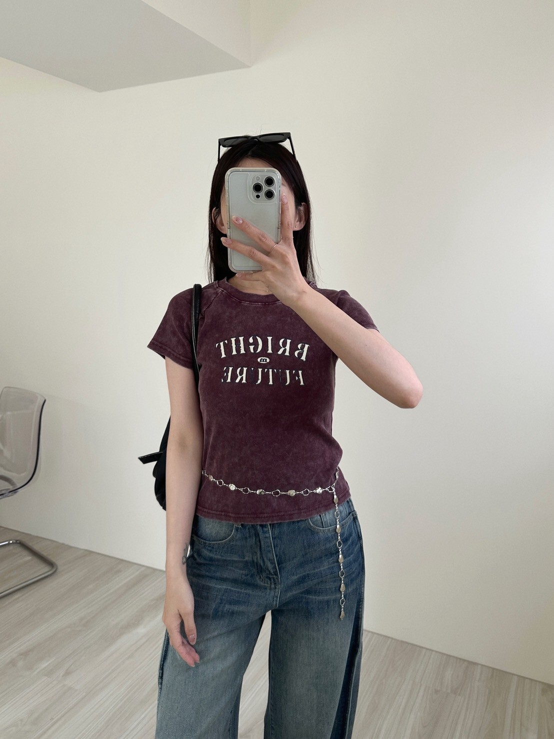 水洗微合身字母短袖Tee