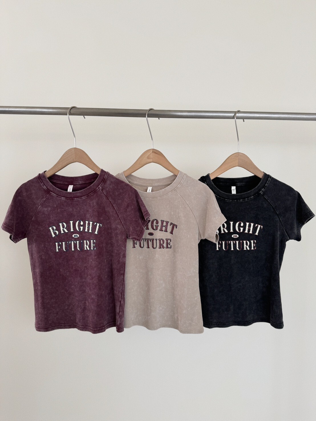 水洗微合身字母短袖Tee