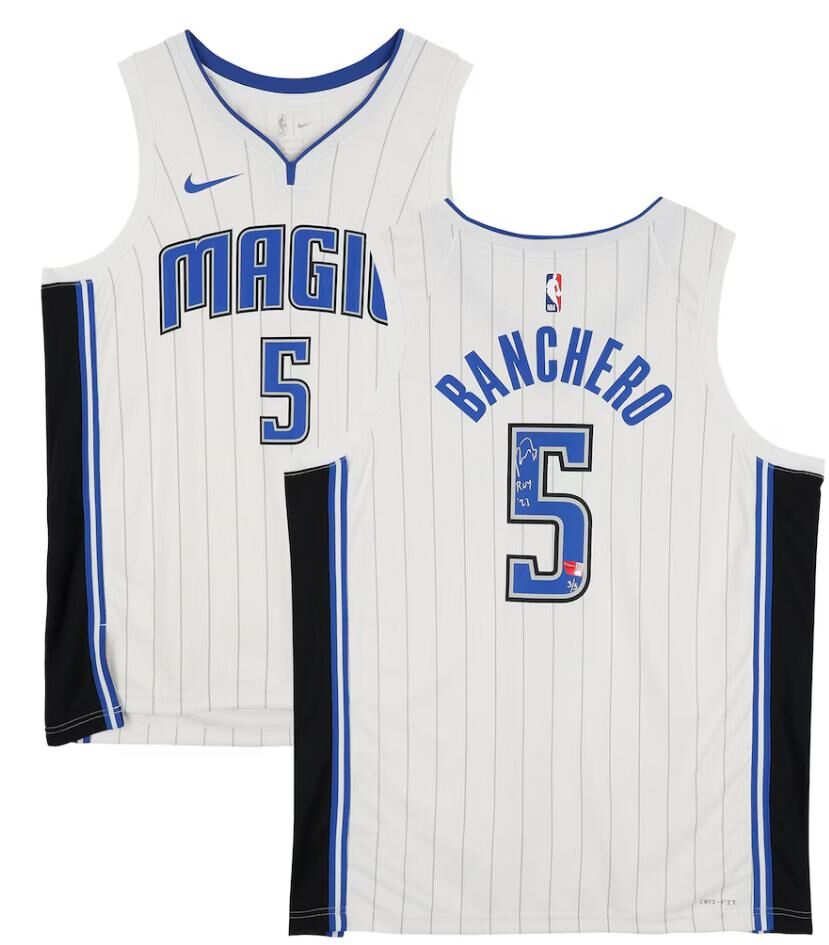 Paolo Banchero Orlando Magic Autographed White Nike Association Edition Swingman Jersey with "ROY 23" Inscription - Limited Edition of 5