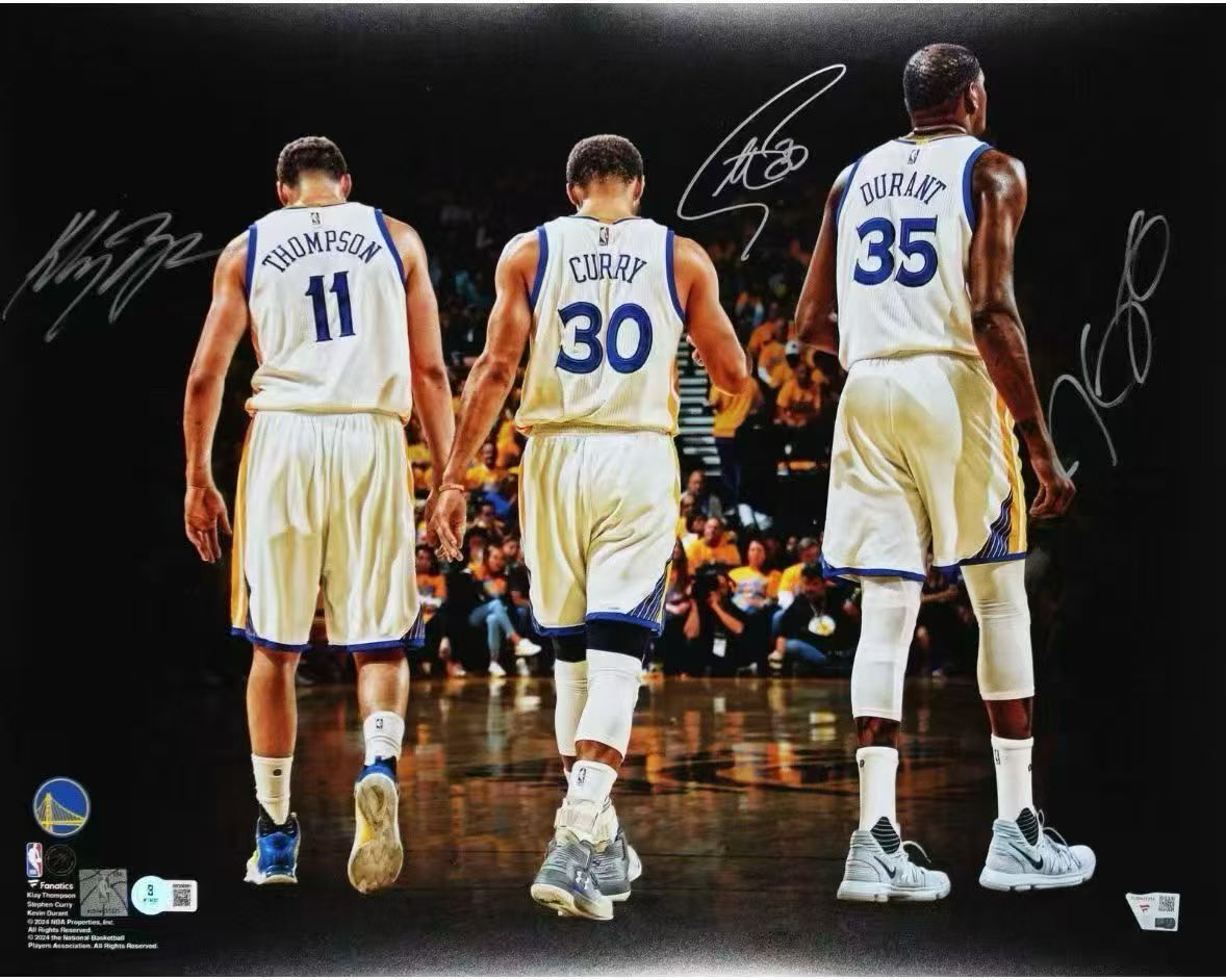 勇士三巨頭簽名海報Stephen Curry Kevin Durant Klay Thompson