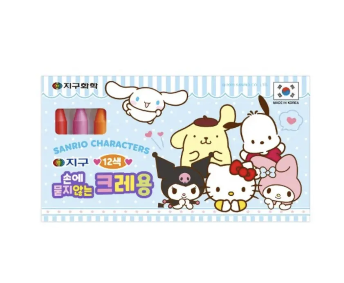 Sanrio三麗鷗12色不沾手炫彩蠟筆