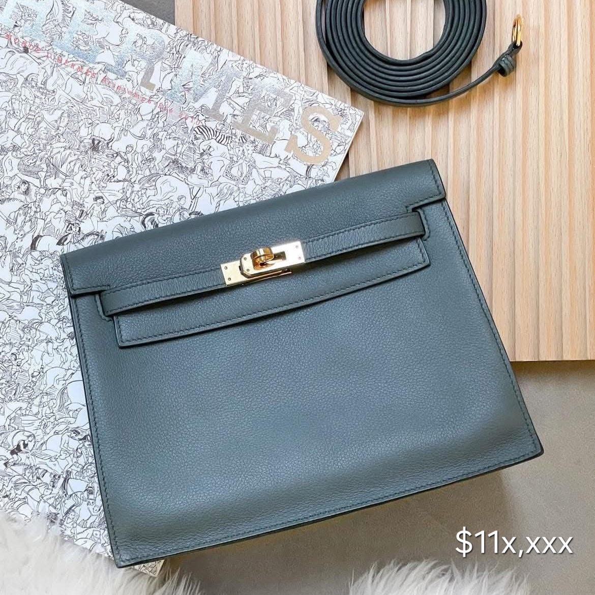 Preloved Hermès Kelly Danse  Evercolor  Vert Amande GHW HK$11x,xxx  (HK$2,000 即時落訂)