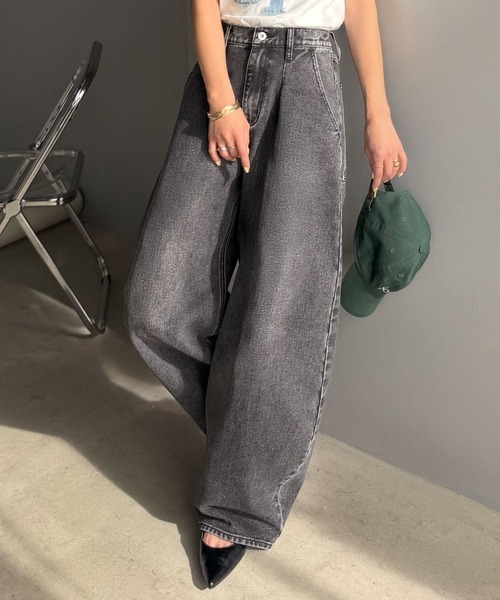 日本🇯🇵連線 Classical Elf 超修飾弧形收腰褶襉牛仔褲 繭型褲 牛仔褲 直筒褲 寬褲 牛仔寬褲  落地褲 長褲 闊腿褲 3色(任買兩件711免運)/預購
