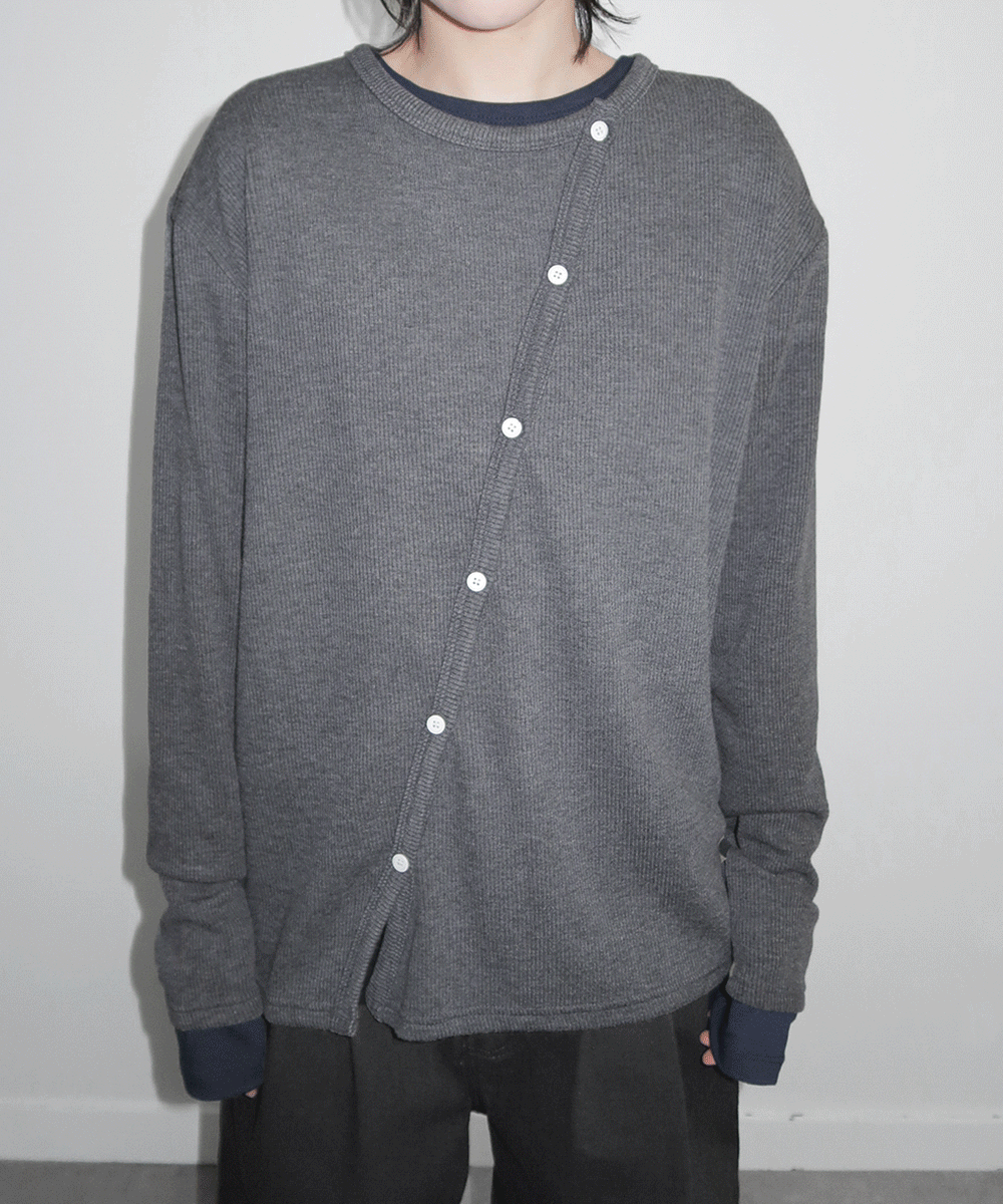 斜扣肌肉開襟衫