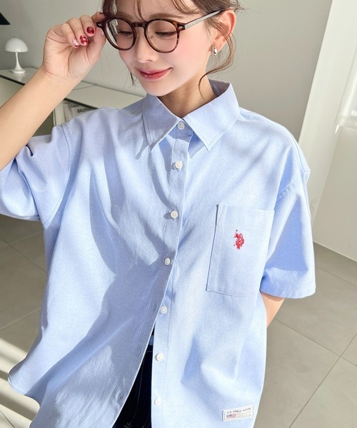 日本🇯🇵連線 Moment+ x U.S. POLO ASSN. 刺繡短袖牛津襯衫 刺繡 襯衫 休閒 短袖 4色(任買兩件711免運)/預購