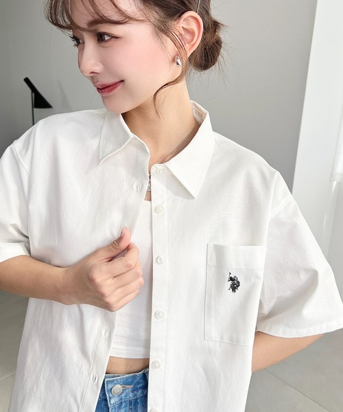 日本🇯🇵連線 Moment+ x U.S. POLO ASSN. 刺繡短袖牛津襯衫 刺繡 襯衫 休閒 短袖 4色(任買兩件711免運)/預購