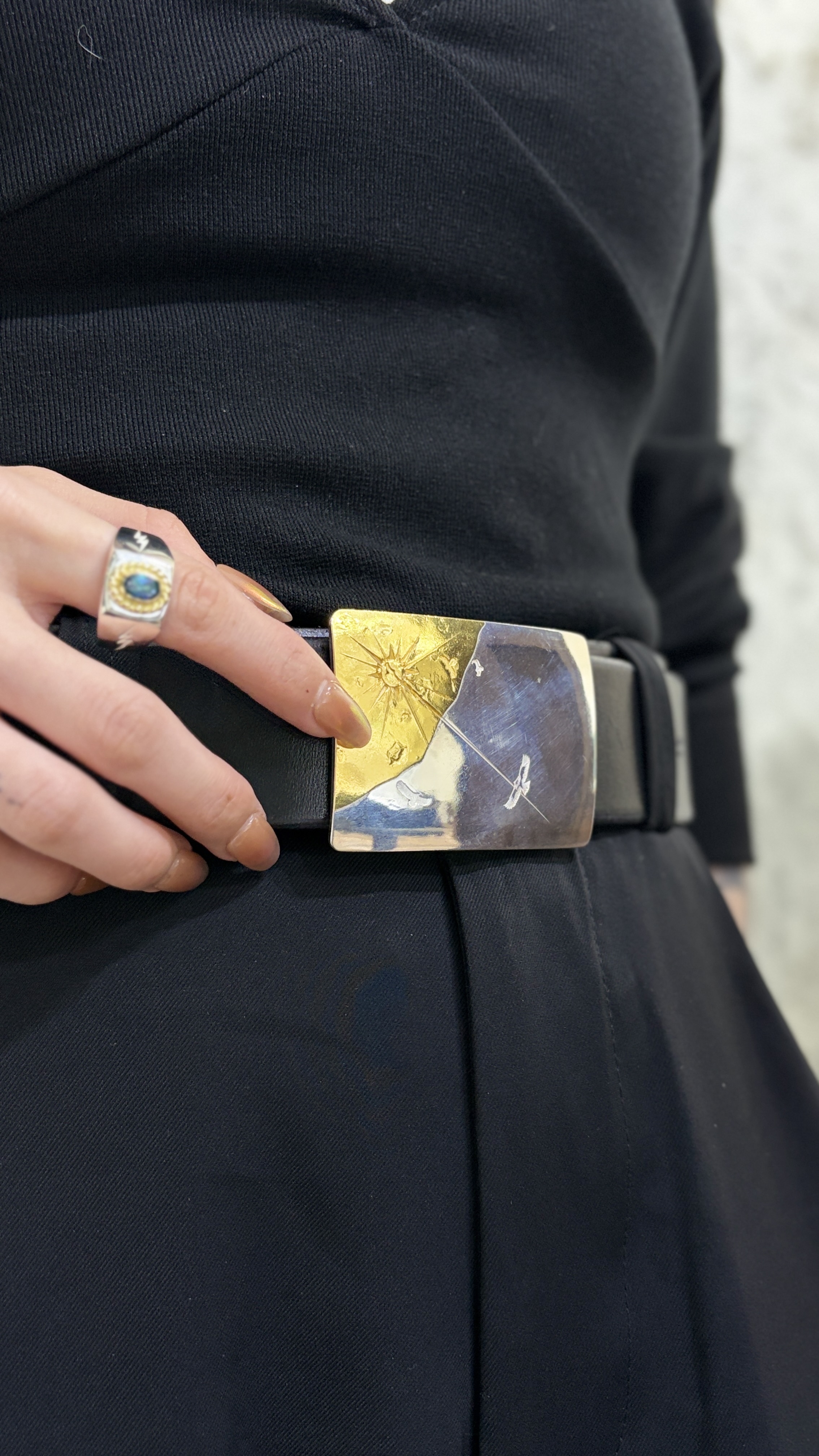 Buckle belt/with sun/big eagle stamp/eagle stamp