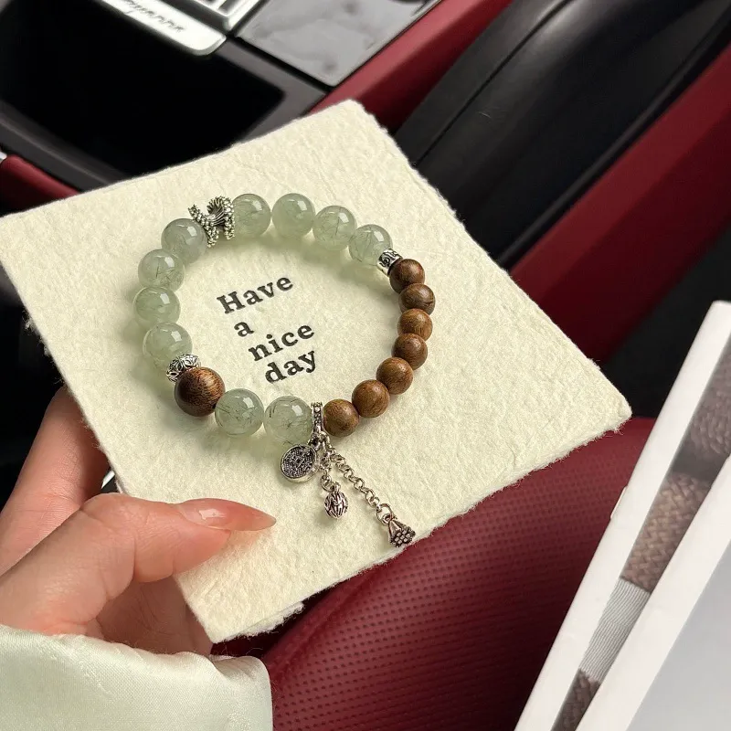 【青楓林】綠髮晶x沉香新中式禪意水晶手鍊