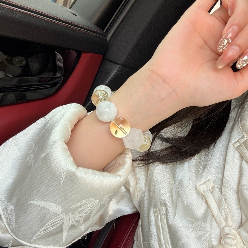 【海鹽檸檬】雪花幽靈x檸檬黃水晶x黃阿賽特水晶手鍊