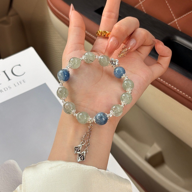 【一葉舟】綠髮晶x藍晶石天然水晶手鍊