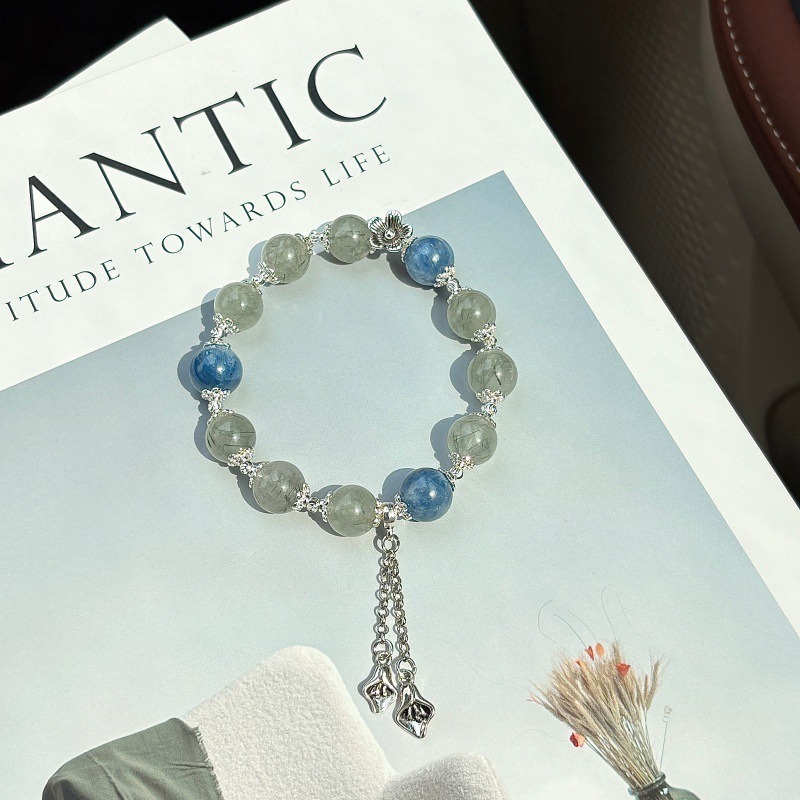 【一葉舟】綠髮晶x藍晶石天然水晶手鍊