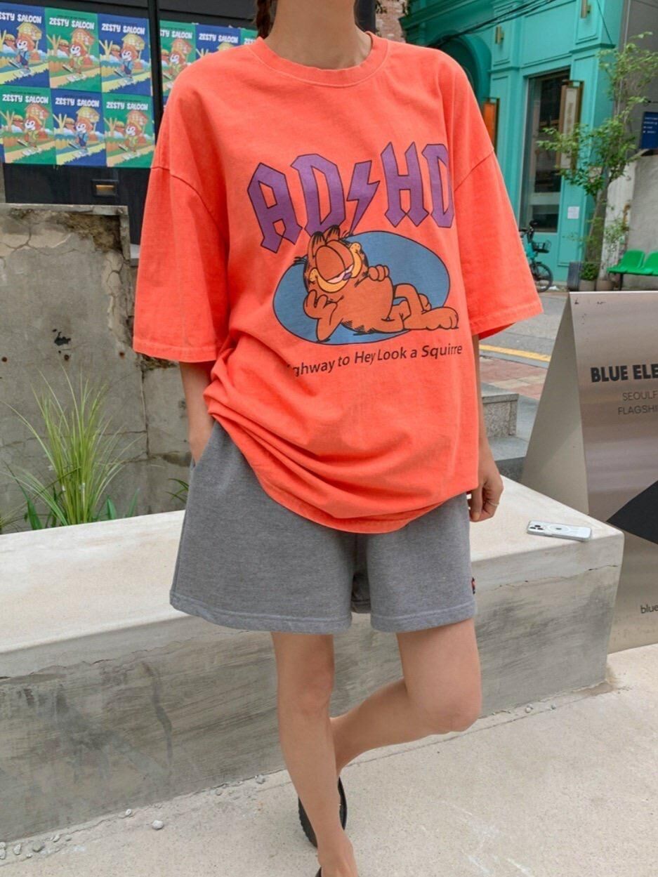 洗水卡通圖案英文字短袖Tee US-027T