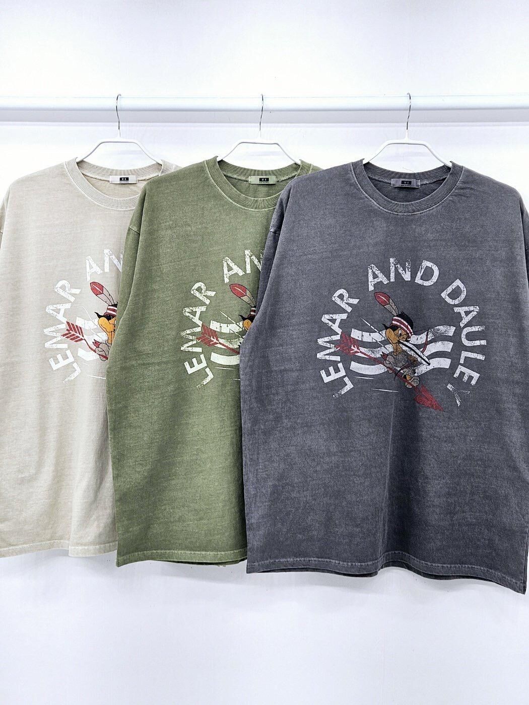 洗水卡通圖案英文字短袖Tee US-028T