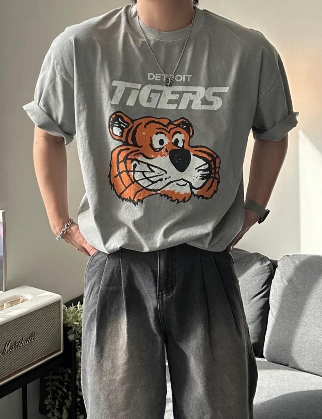洗水老虎圖案英文字短袖Tee US-029T