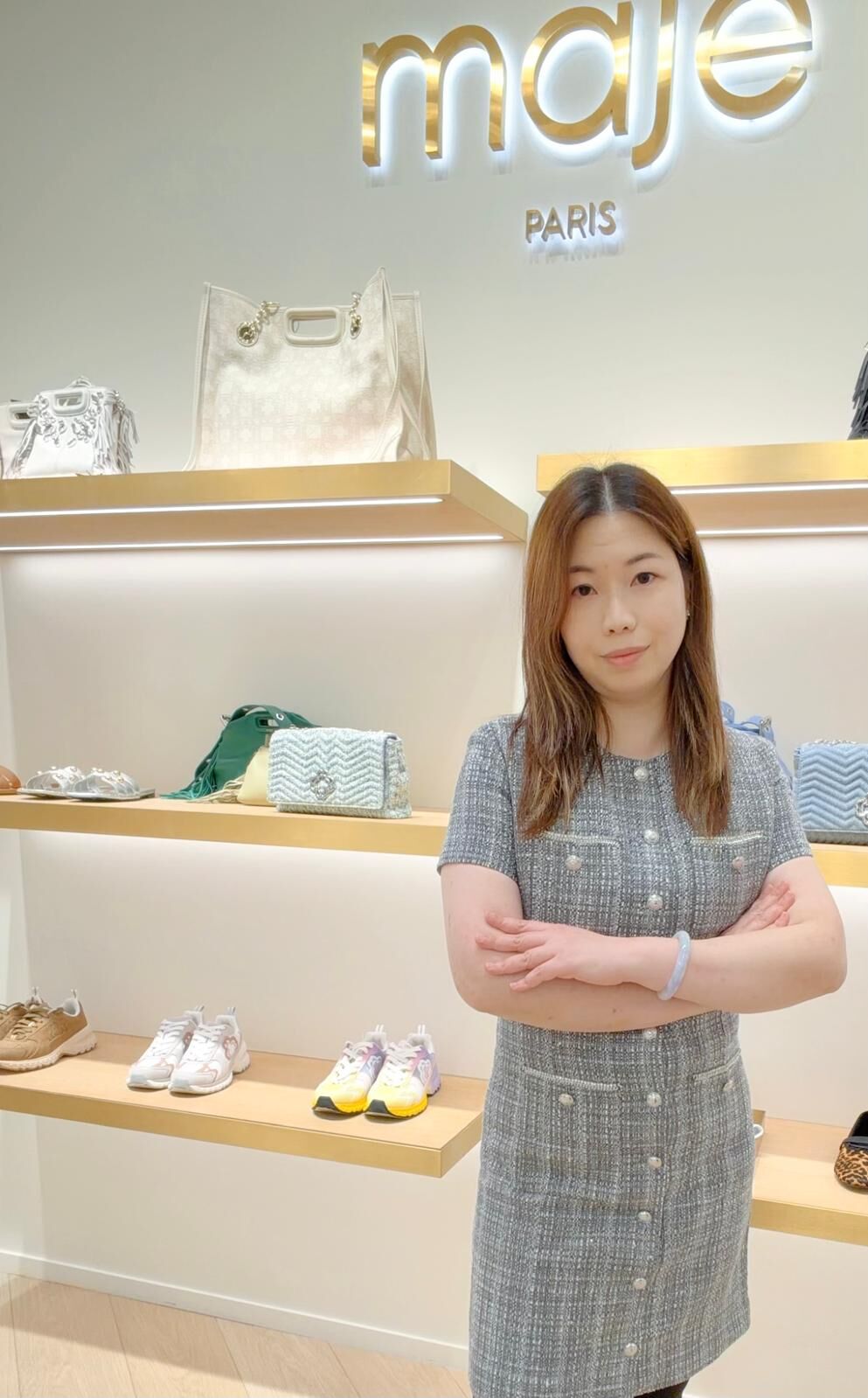 Maje 灰黑色短袖四袋連身裙 #MFPRO03724