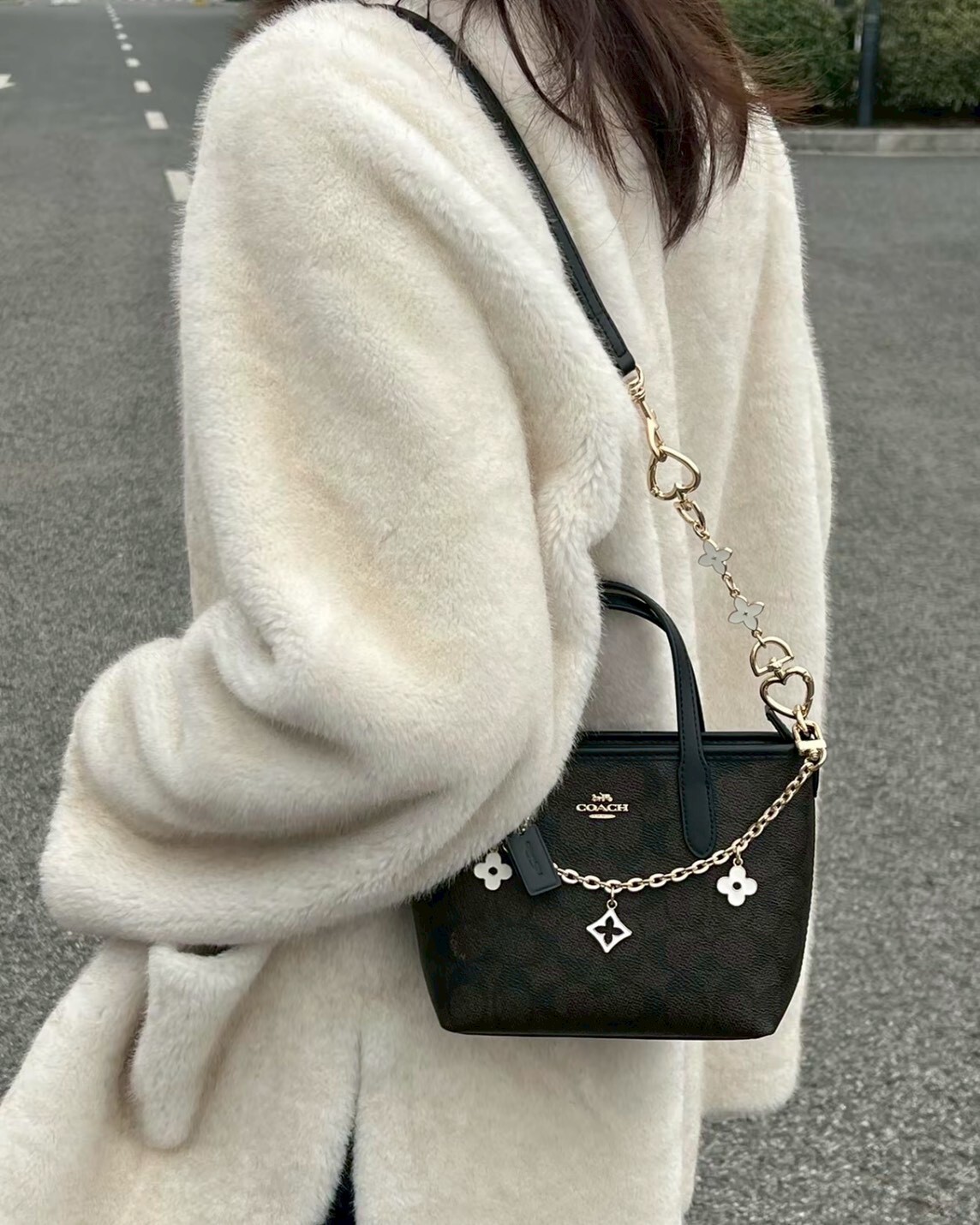 COACH City 15 黑棕色 迷你托特包 經典老花 肩背包 手提包