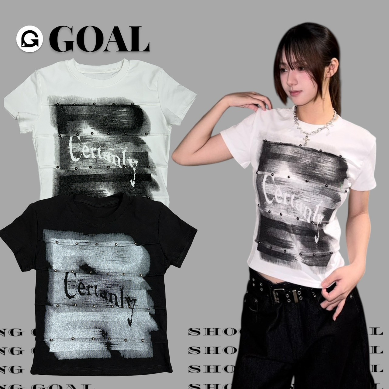 (GOAL) 美式立體鉚釘短版上衣 MU 26043