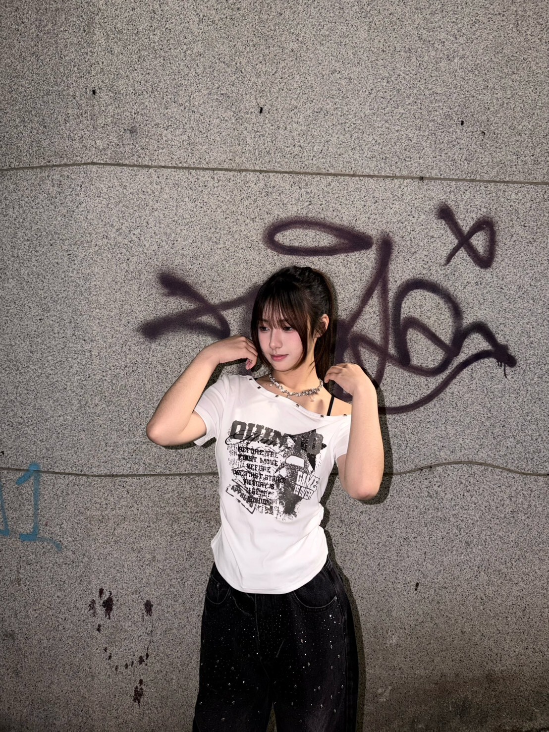 (GOAL) 美式鉚釘斜肩短版上衣 女生上衣 2180