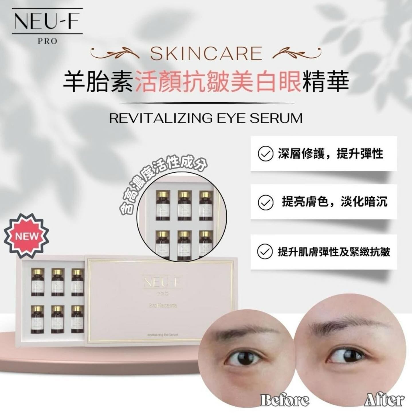 (6988) NEU-F Pro Revitalizing 眼精華 + Placenta NAD + Revitalizing Eye Treatment羊胎素再生活顔抗皺眼貼【送Laskari 06 eye mask3 pieces】