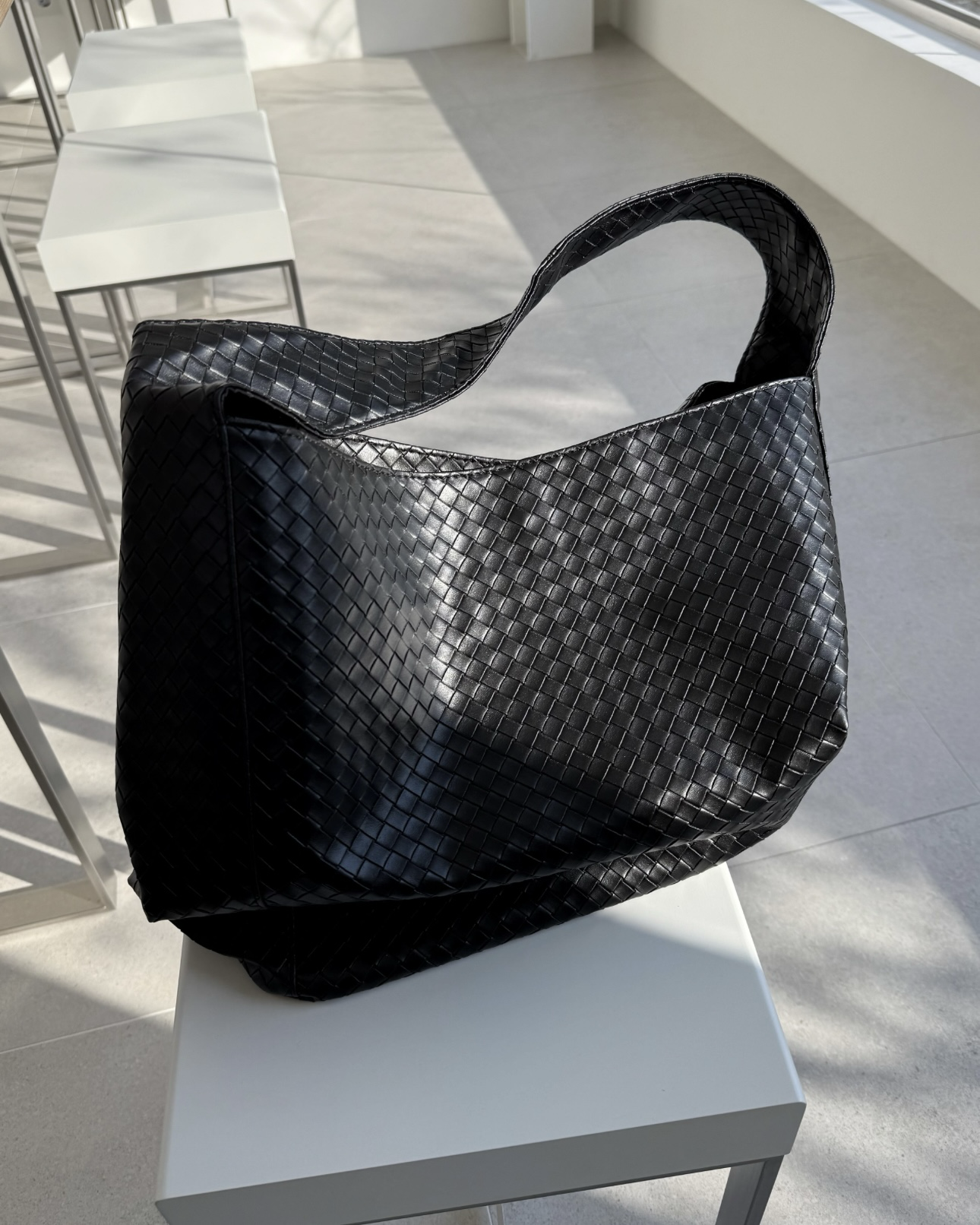 𝐇·𝐓·𝐒 韓國 編織格紋 素面 質感皮革 大容量 手提 單肩包 包包