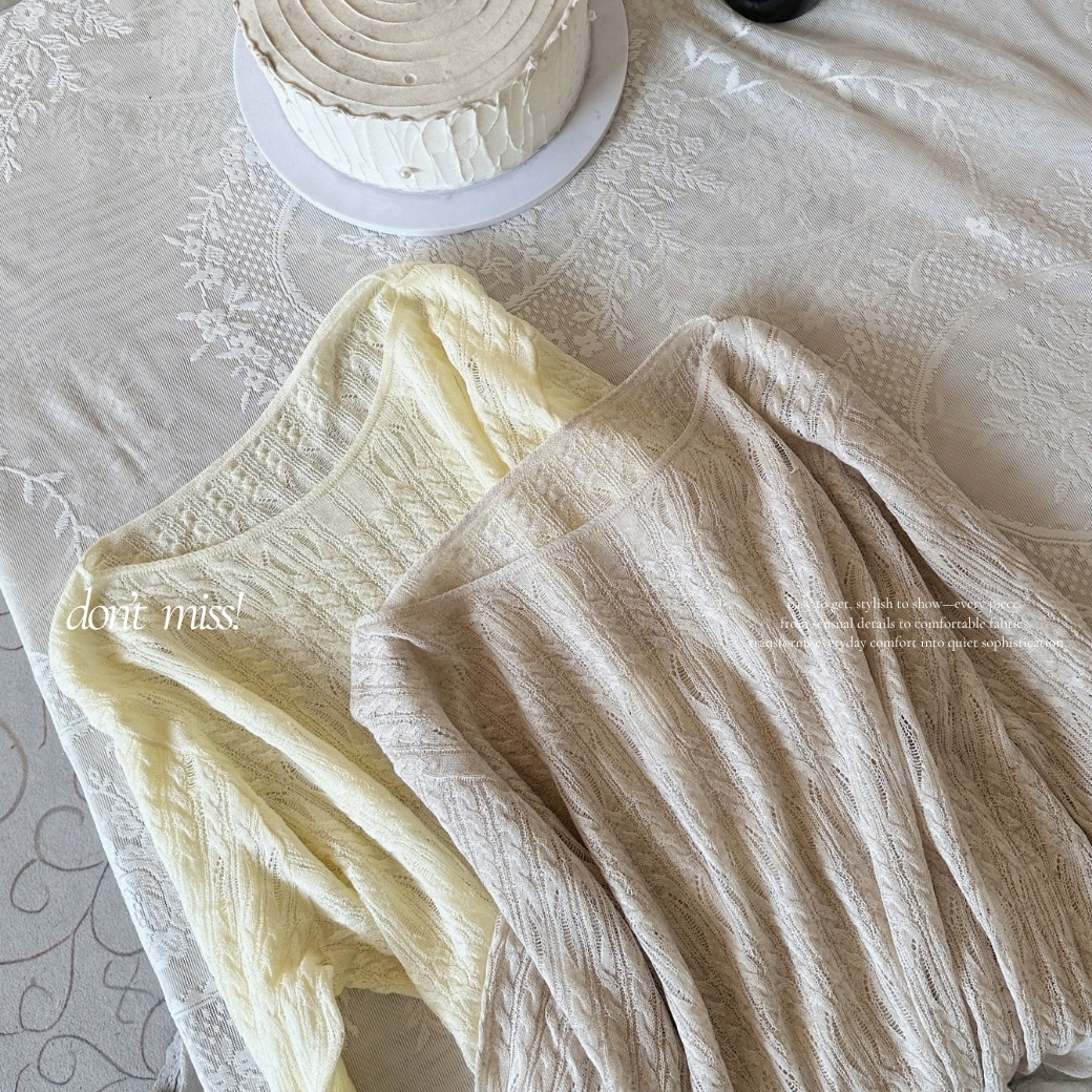 【輕透微霧】DOMISS氣質透膚皺褶針織上衣-2色 慵懶顯瘦・微透光感 (現+預)