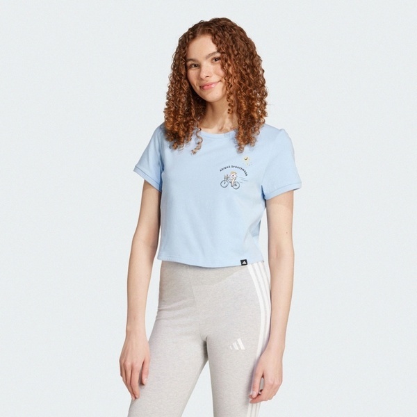Adidas 愛迪達 W C Ddl Crop T JX5326 女 T恤 運動上衣 休閒短袖 淺藍 亞版 短版
