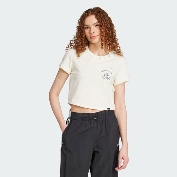 Adidas 愛迪達 W C Ddl Crop T JX5327 女 T恤 運動上衣 休閒短袖 米 亞版 短版