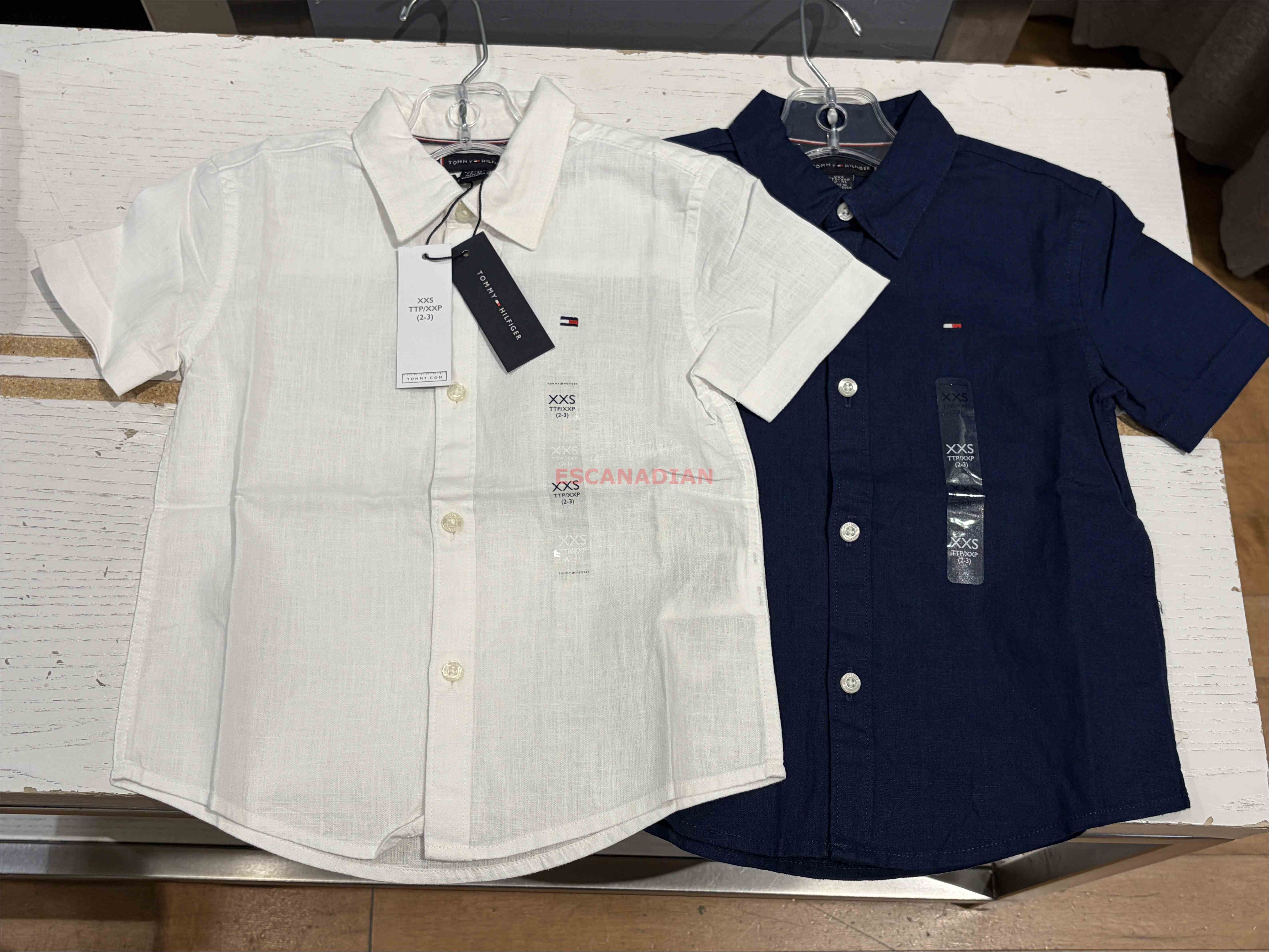 TOMMY 男大童 棉麻材質 短袖襯衫 (2色)