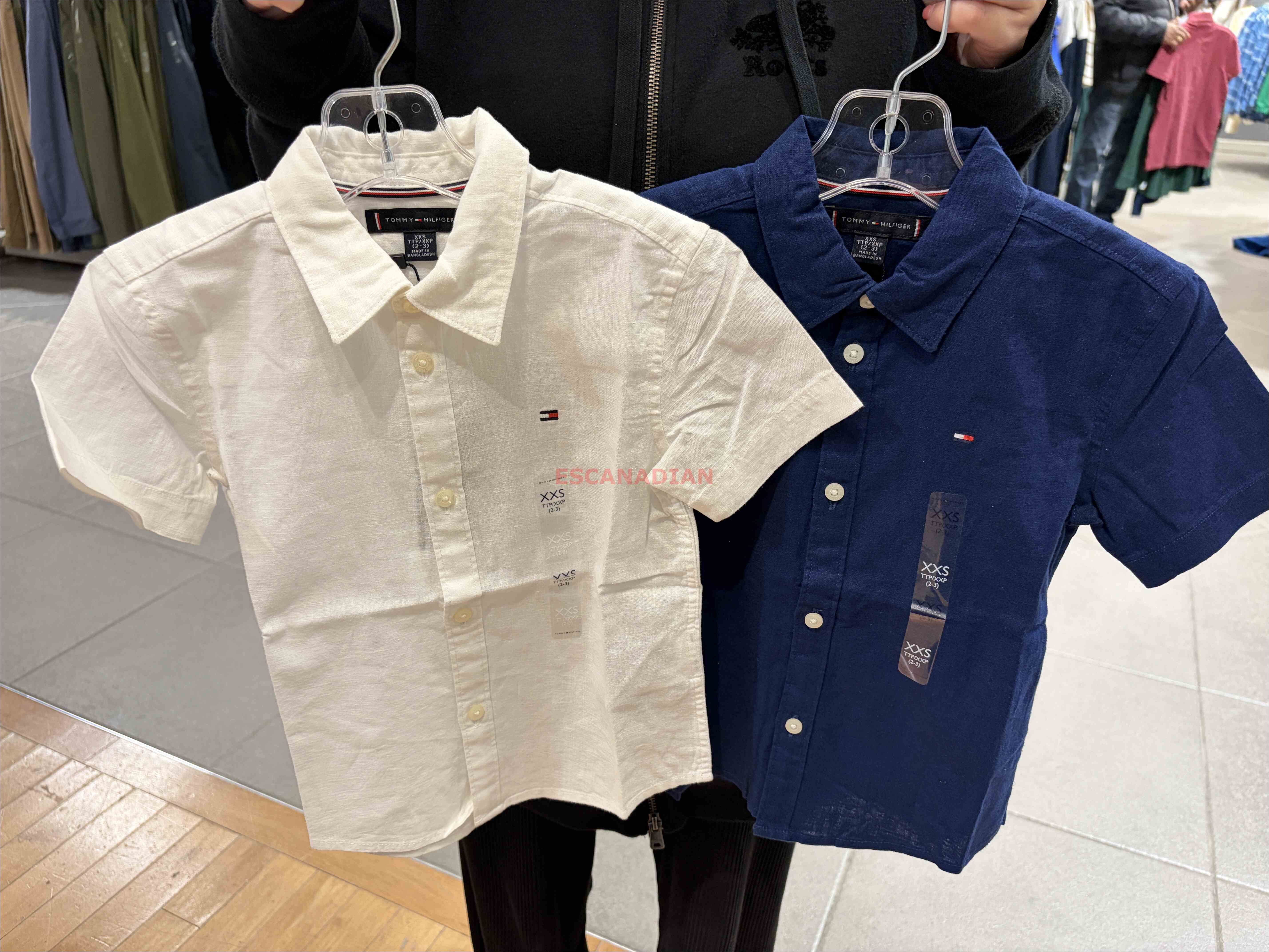 TOMMY 男大童 棉麻材質 短袖襯衫 (2色)