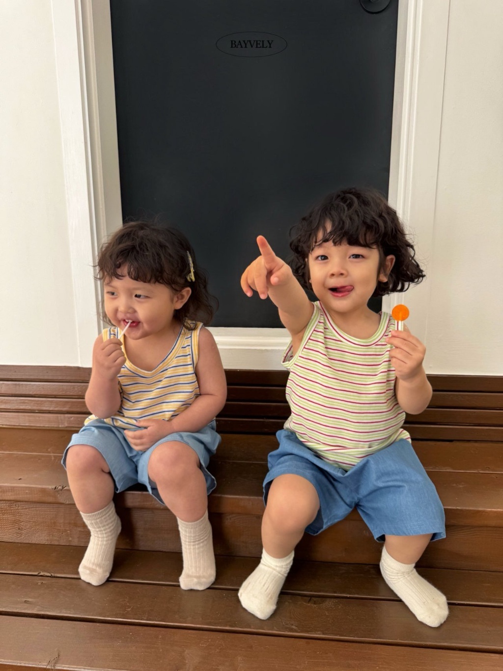 正韓夏BAYVELY 三色撞色條紋背心